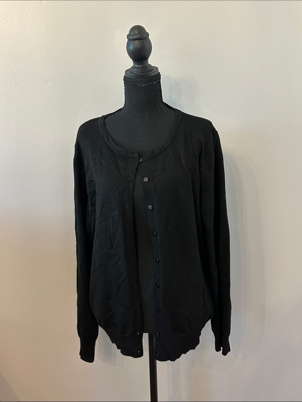 Grace Karin Black Women's Button Cardigan and Shell Set
